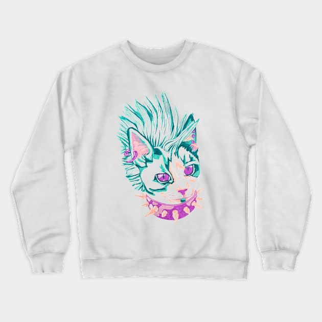 Punk Cat Crewneck Sweatshirt by RaLiz